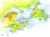 Map of Canadian Atlantic Coast lighthouses.