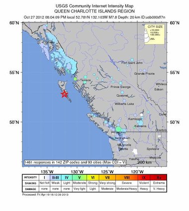 earthquake map