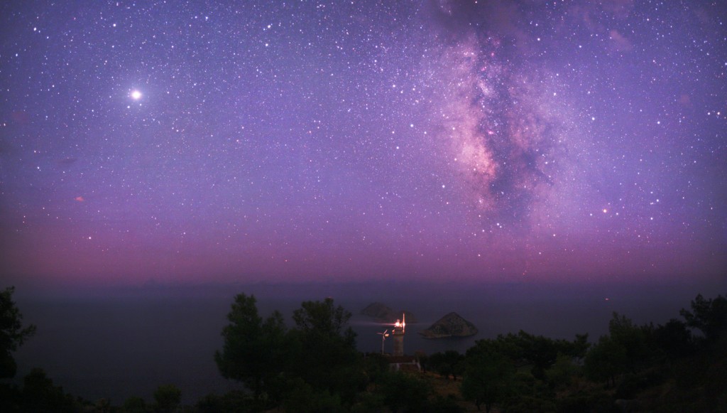 Turkish lighthouse at night