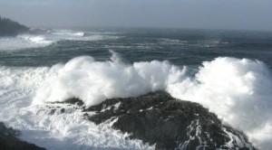 Rough seas off the lighthouse
